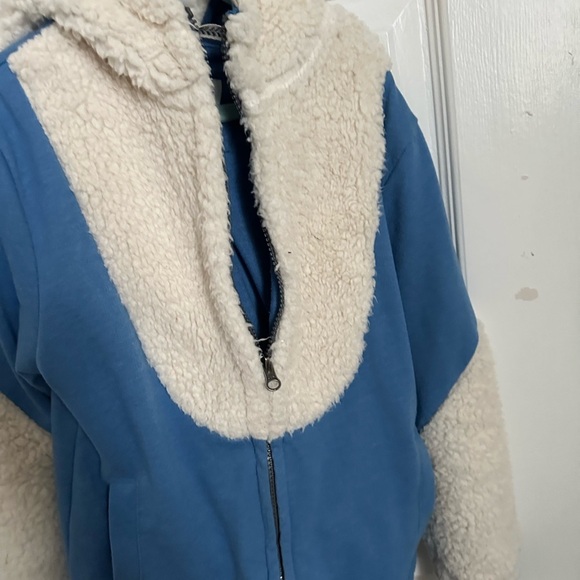 Cat & Jack hoodie Sherpa sz 6-7 blue monster full zip up sweatshirt fall winter - Picture 8 of 14